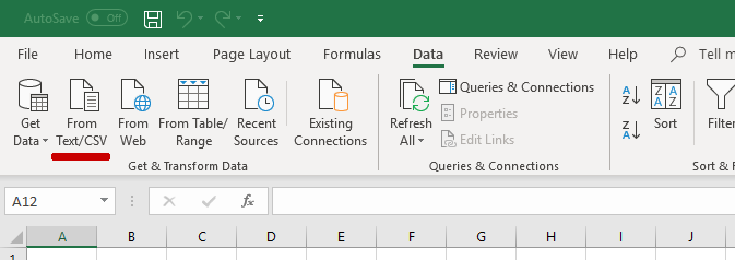 Fig. 6: Excel Choose from Text/CSV