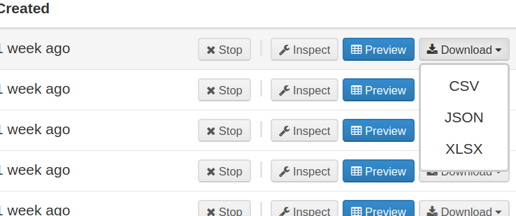 Fig. 2: CSV Data export from Web Scraper extension